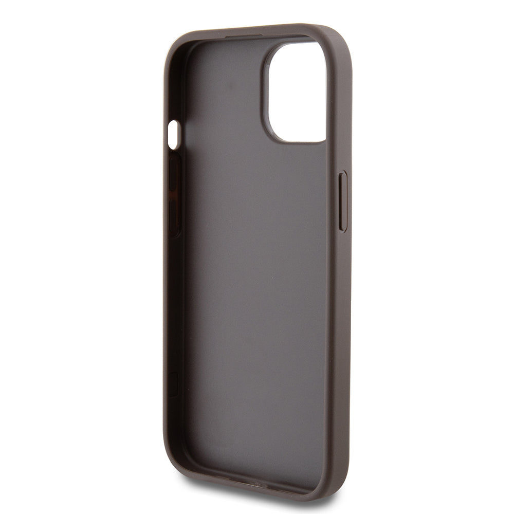 Hoes voor Apple iPhone 15, Guess, 4G Metal Gold Logo, Bruin