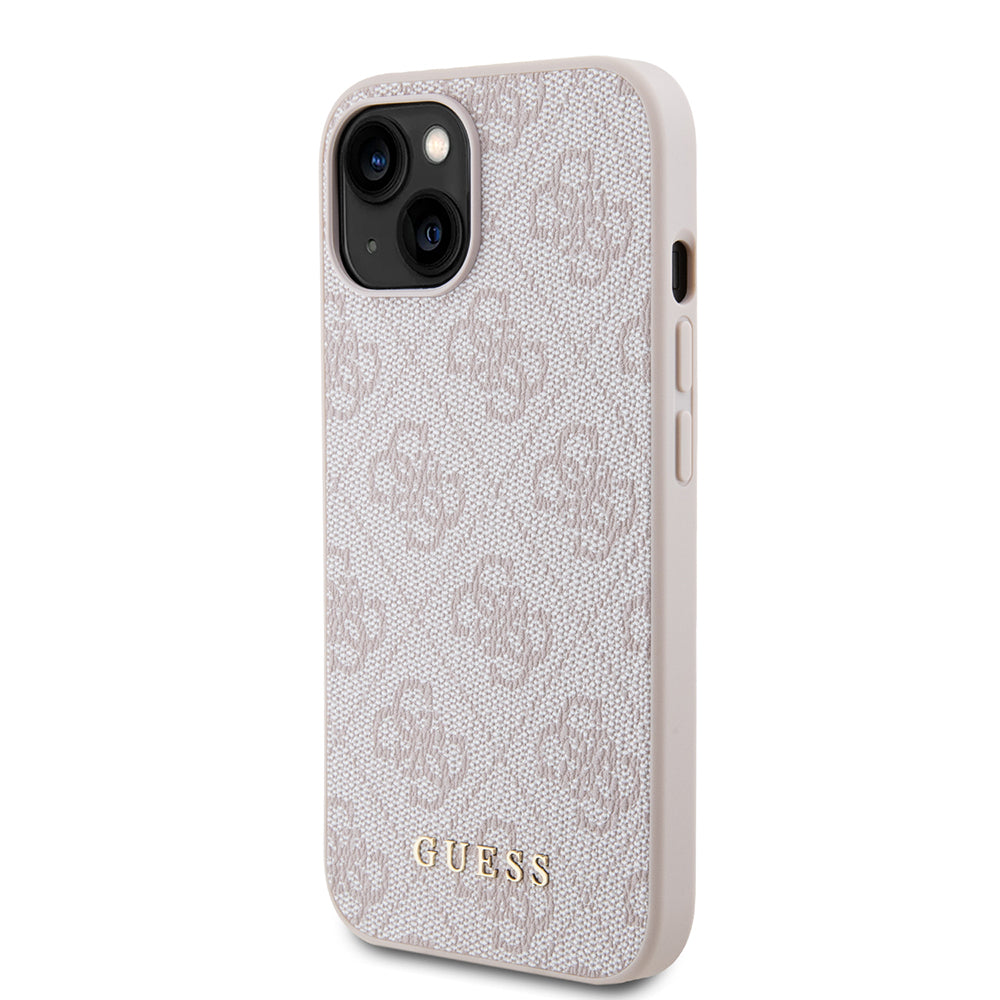 Hülle für Apple iPhone 15, Guess, 4G Metal Gold Logo, Rosa