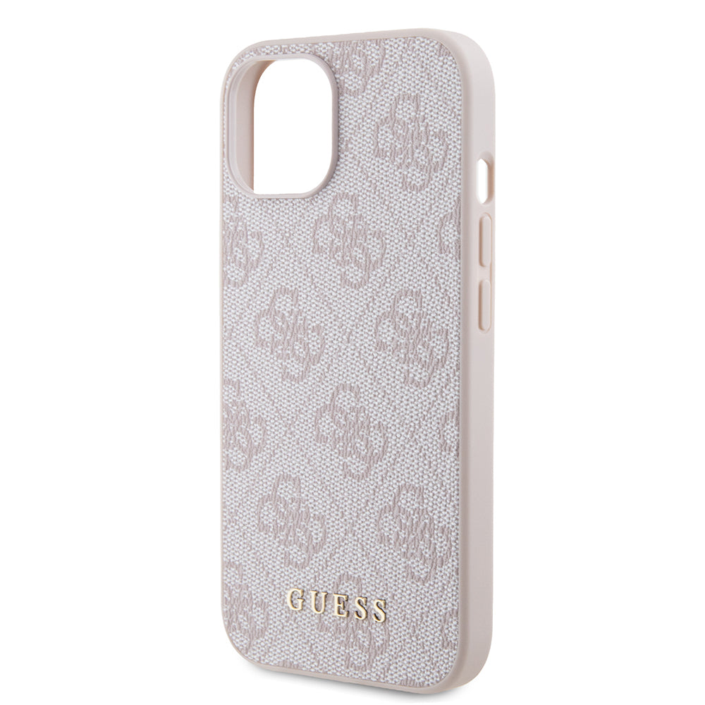 Hülle für Apple iPhone 15, Guess, 4G Metal Gold Logo, Rosa