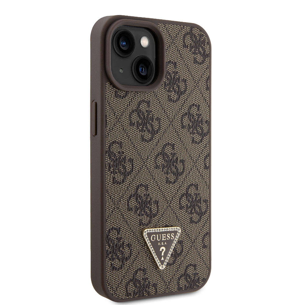 Case for Apple iPhone 15, Guess, Crossbody 4G Metal Logo, Brown
