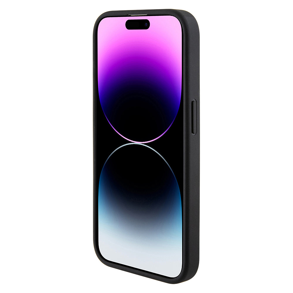 Étui pour Apple iPhone 15, Guess, Grip Stand 4G Triangle Strass, Noir