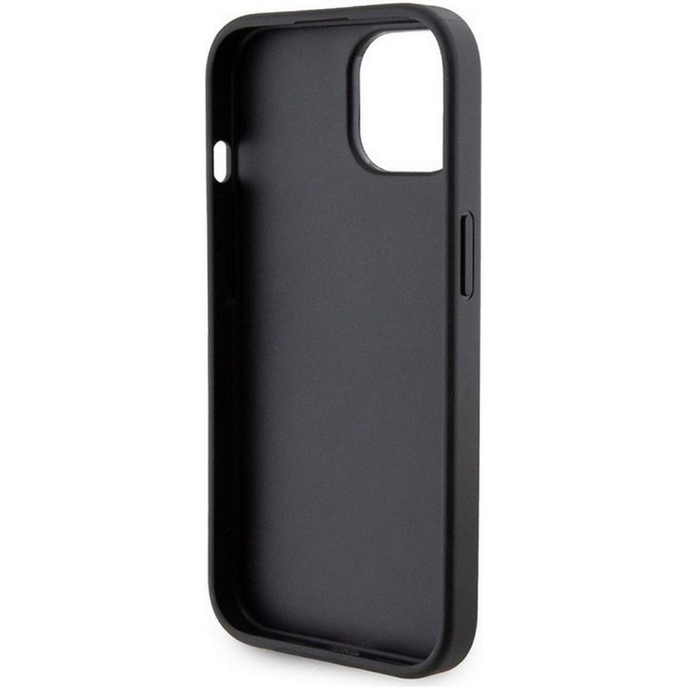 Étui pour Apple iPhone 15, Guess, Grip Stand 4G Triangle Strass, Noir