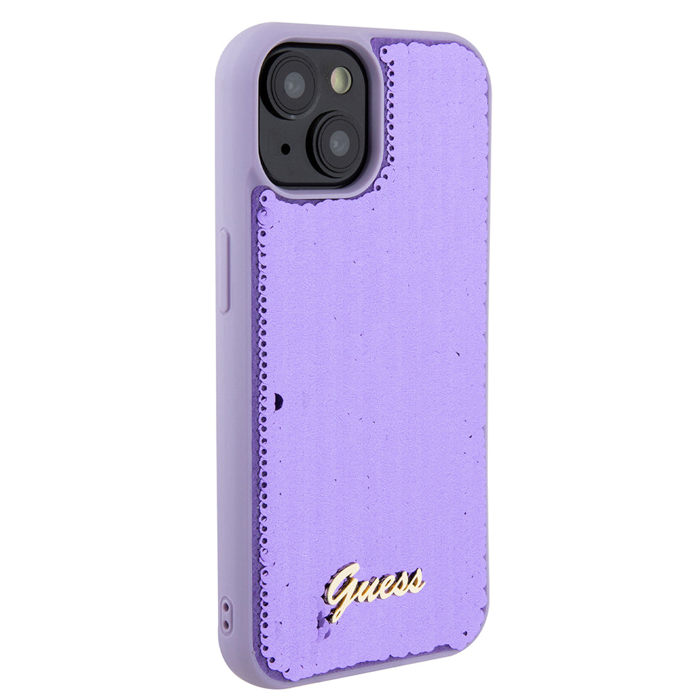 Hoes voor Apple iPhone 15, Guess, Sequin Script Metal, Paars