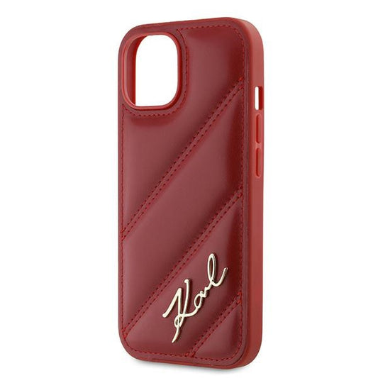 Étui pour Apple iPhone 15, Karl Lagerfeld, Diagonal Quilted Script, Rosie