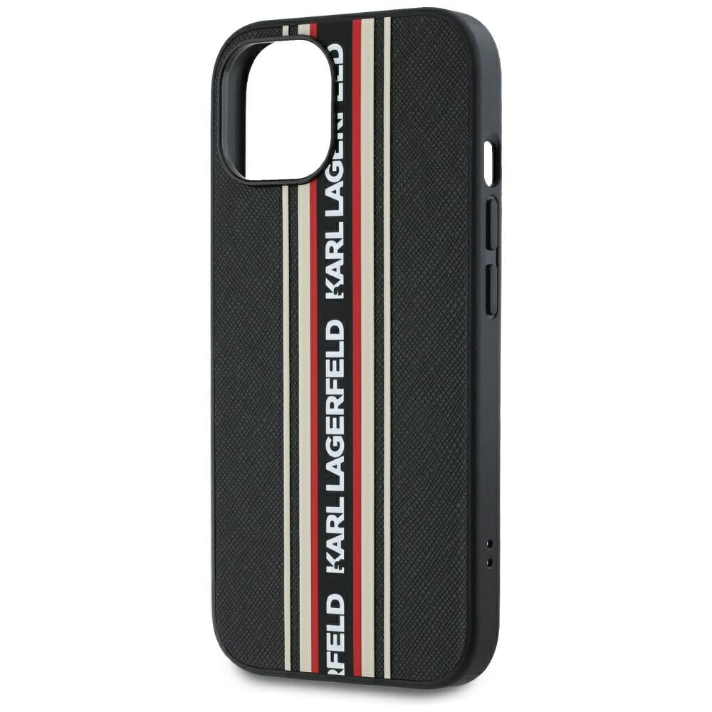 Hoes voor Apple iPhone 15, Karl Lagerfeld, Saffiano Athleisure Stripes met Band, Rosie