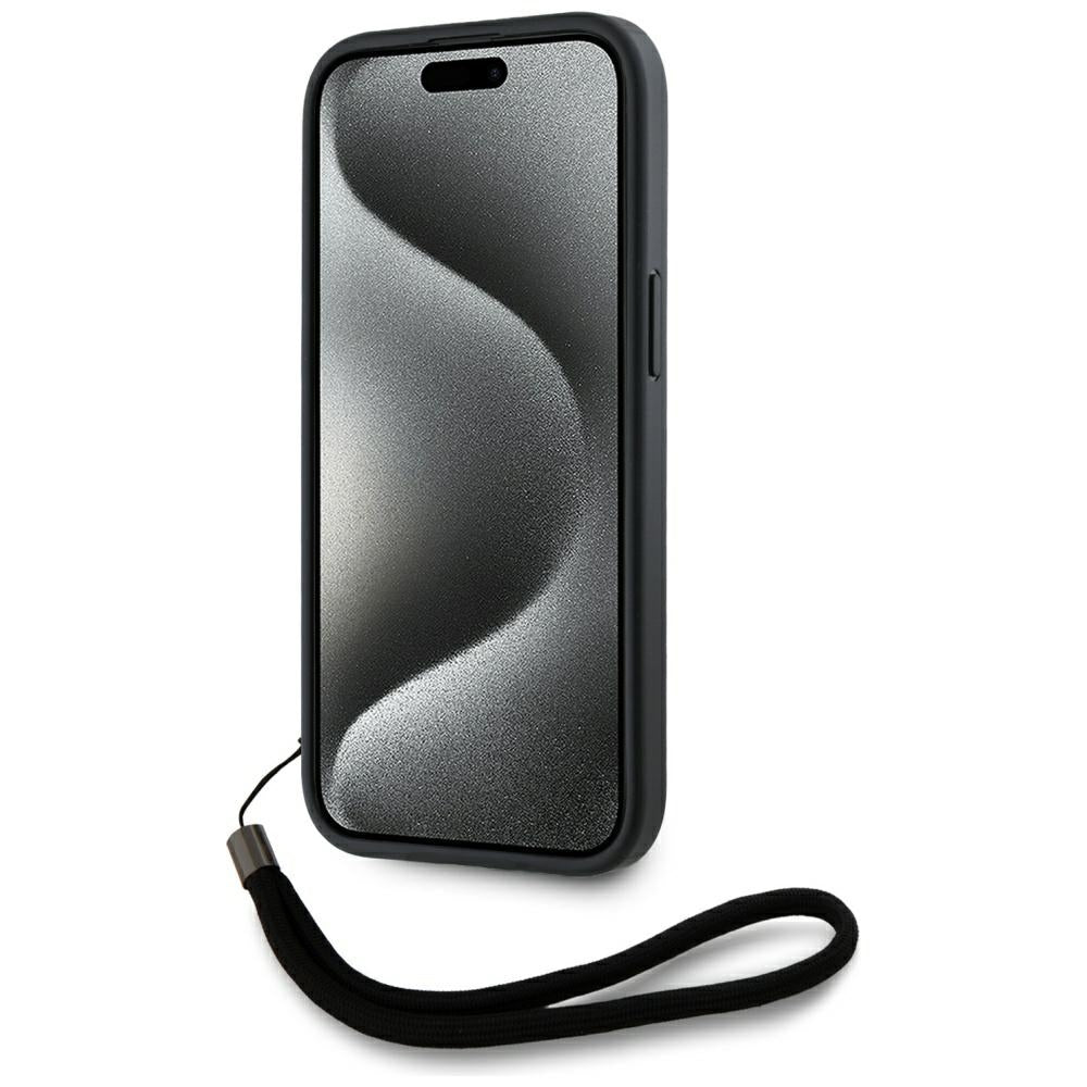 Hoes voor Apple iPhone 15, Karl Lagerfeld, Saffiano Athleisure Stripes met Band, Rosie