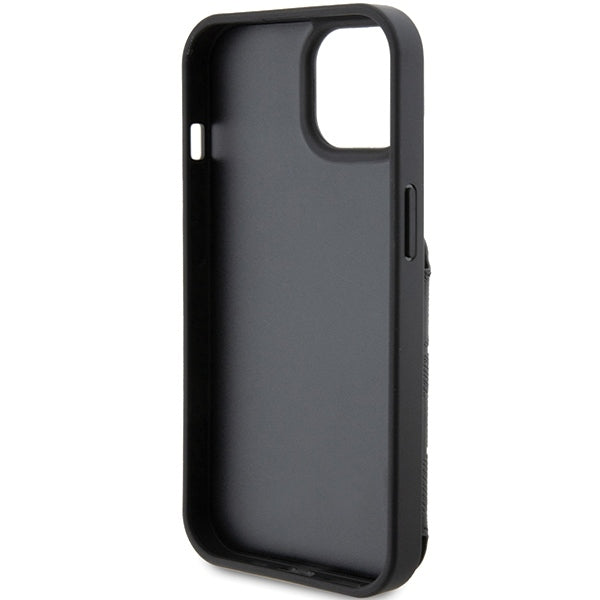 Étui pour Apple iPhone 15, Karl Lagerfeld, Saffiano Cardslots and Stand Monogram Choupette, Noir