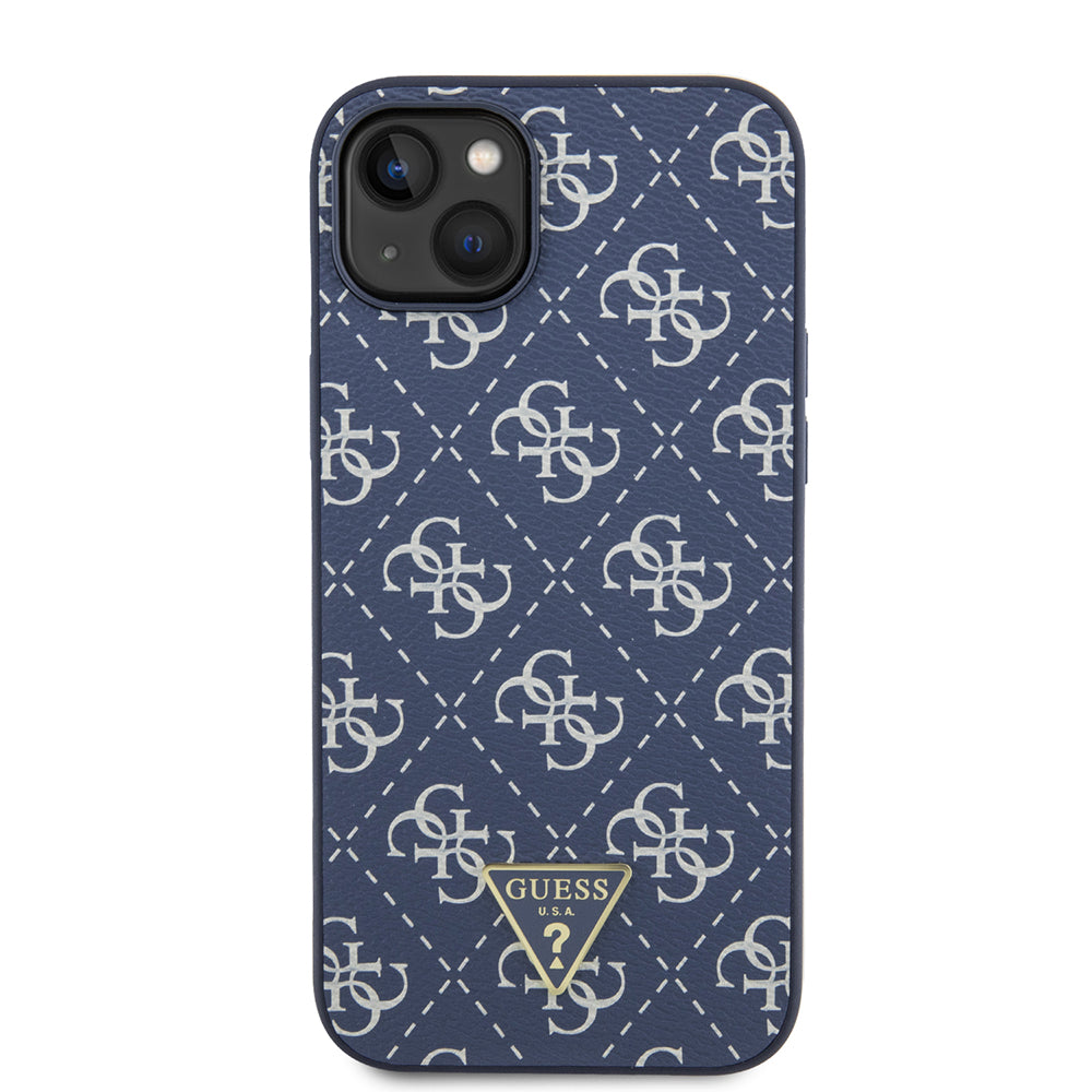 Étui pour Apple iPhone 15 Plus, Guess, logo Triangle 4G, Bleu