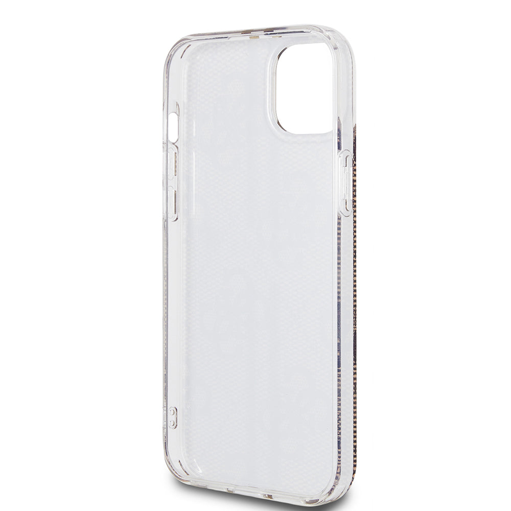Hoes voor Apple iPhone 15 Plus, Guess, IML 4G Gold Stripe, Bruin