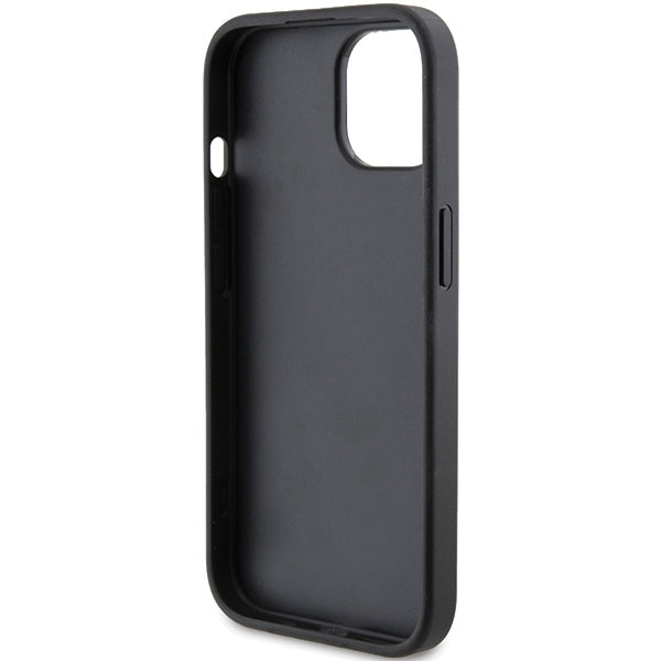 Hoes voor Apple iPhone 15 Plus, Karl Lagerfeld, Diagonaal Gestikt K Patroon, Zwart