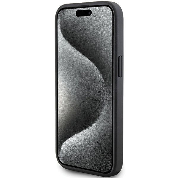 Hoes voor Apple iPhone 15 Plus, Karl Lagerfeld, Diagonaal Gestikt K Patroon, Zwart