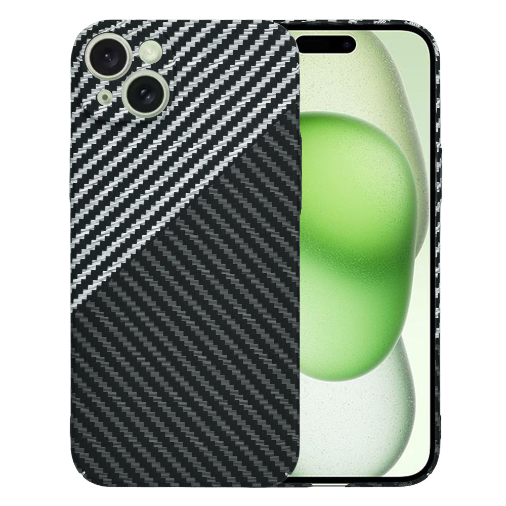 Hoes voor Apple iPhone 15 Plus, Techsuit, Carbonite FiberShell, Zwart Grijs