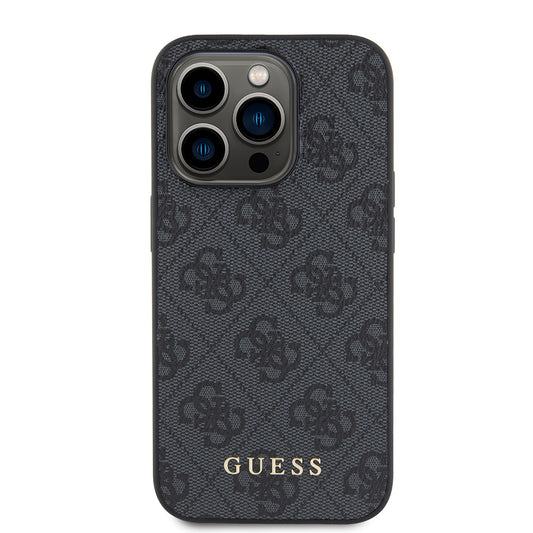 Étui pour Apple iPhone 15 Pro, Guess, Logo Or Métal 4G, Gris
