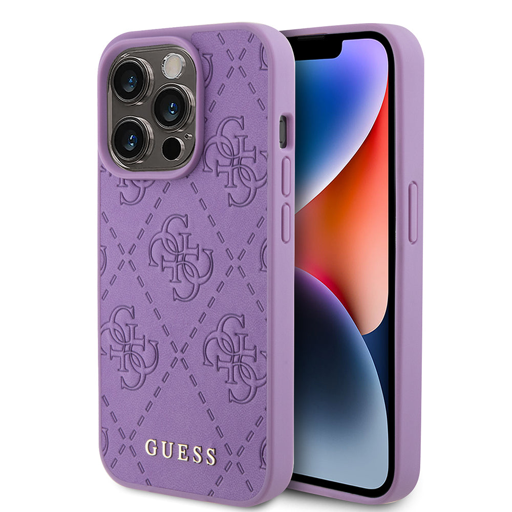 Hoes voor Apple iPhone 15 Pro, Guess, 4G Gestempeld, Lichtpaars