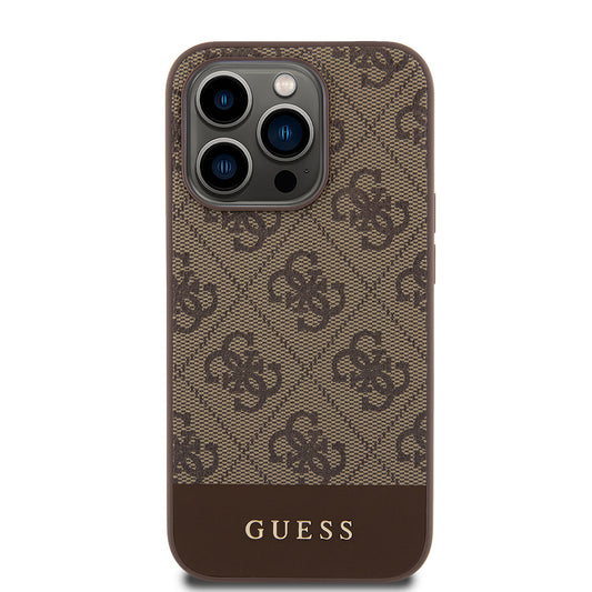 Étui pour Apple iPhone 15 Pro, Guess, 4G Stripe, Marron