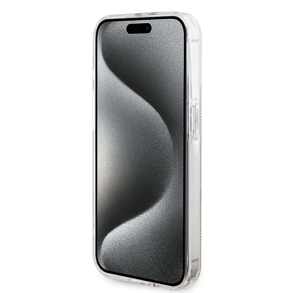 Hoes voor Apple iPhone 15 Pro, Guess, IML 4G Gold Stripe, Roze
