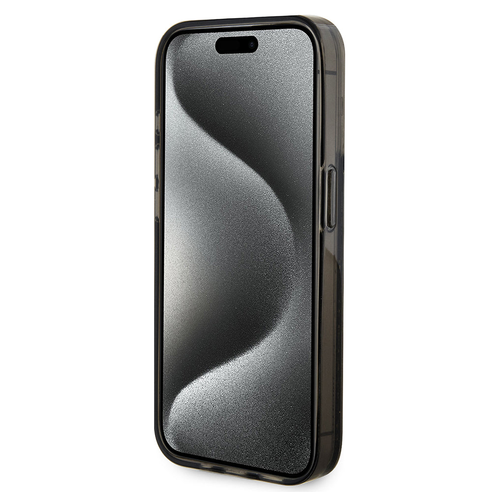 Étui pour Apple iPhone 15 Pro, Guess, Liquid Glitter Gold Stripe, Noir