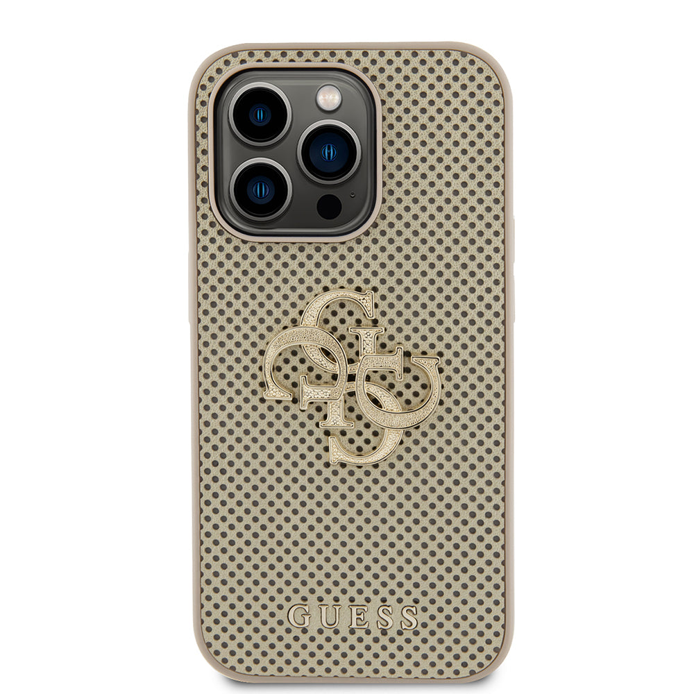 Hoes voor Apple iPhone 15 Pro, Guess, Perforated 4G, Goudkleurig