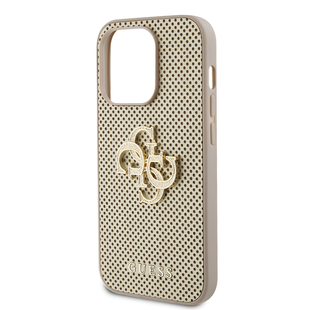 Hoes voor Apple iPhone 15 Pro, Guess, Perforated 4G, Goudkleurig
