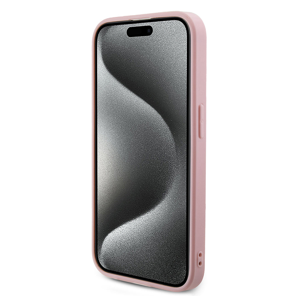 Hülle für Apple iPhone 15 Pro, Guess, Saffiano Iridescent Script, Rosa
