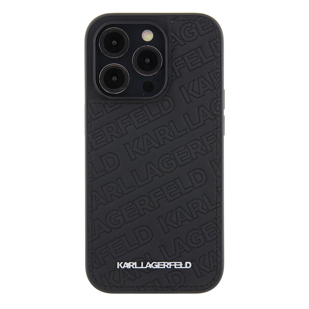 Case for Apple iPhone 15 Pro, Karl Lagerfeld, Diagonal Quilted K Pattern, Black