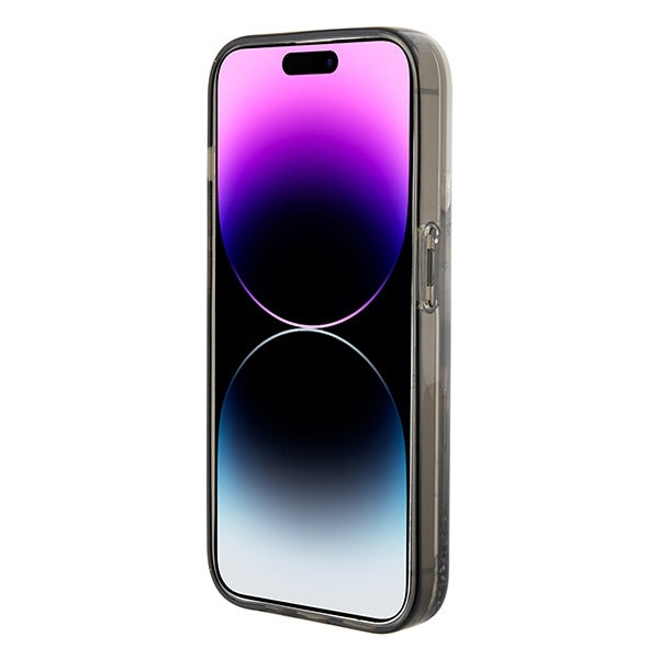 Hoes voor Apple iPhone 15 Pro, Karl Lagerfeld, Liquid Glitter Ikonik Karl, Transparant