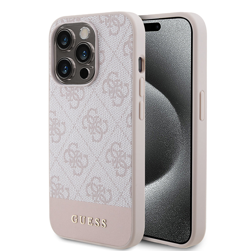 Hülle für Apple iPhone 15 Pro Max, Guess, 4G Stripe, Rosa