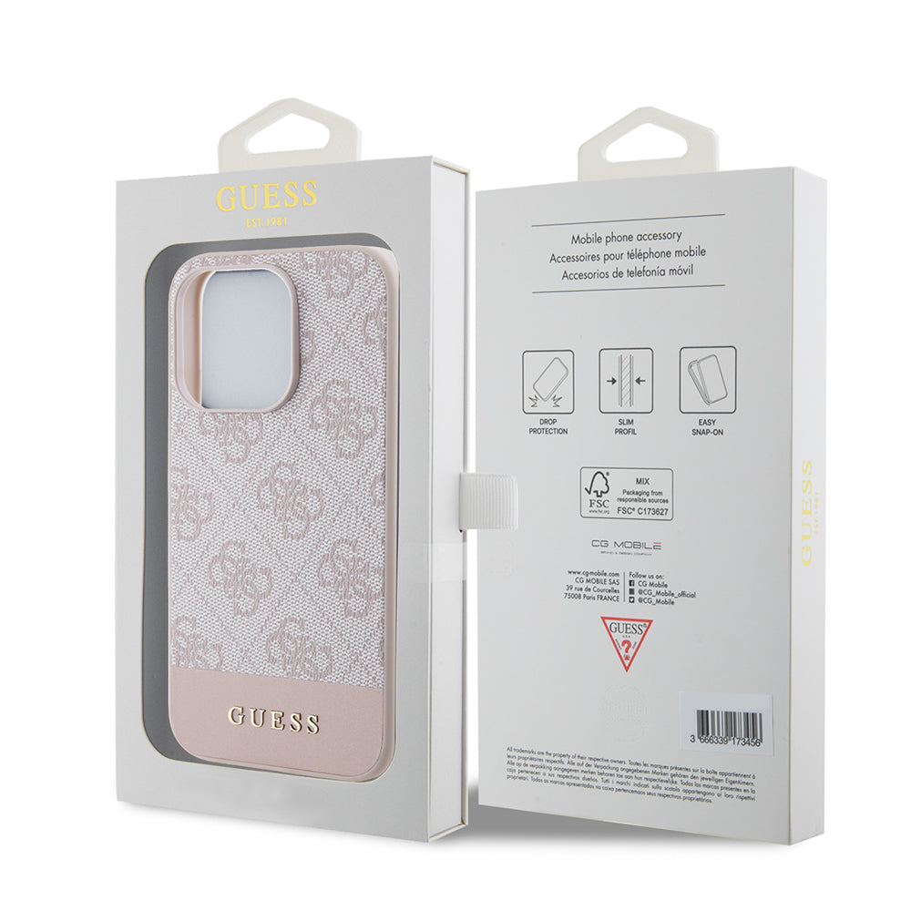 Hülle für Apple iPhone 15 Pro Max, Guess, 4G Stripe, Rosa