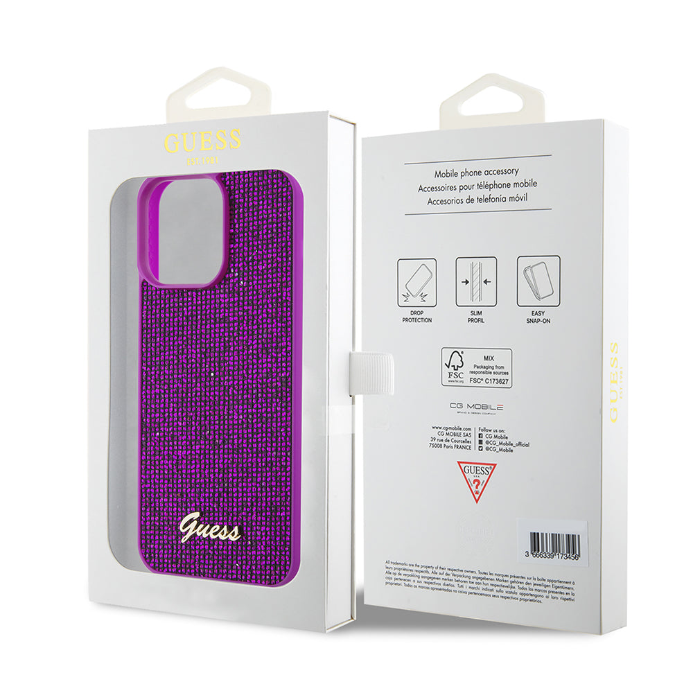 Hoes voor Apple iPhone 15 Pro Max, Guess, Disco Metal Script, Fuchsia