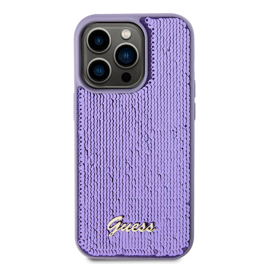 Étui pour Apple iPhone 15 Pro Max, Guess, Sequin Script Metal, Mauve