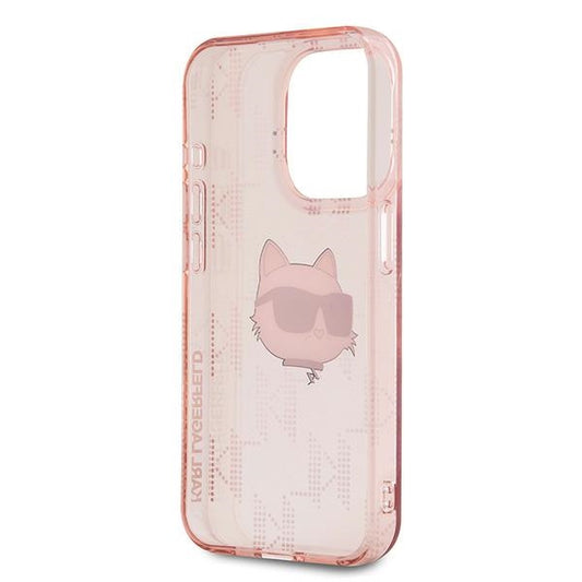 Hülle für Apple iPhone 15 Pro Max, Karl Lagerfeld, IML Luxury Monogram Choupette's Head, Rosa
