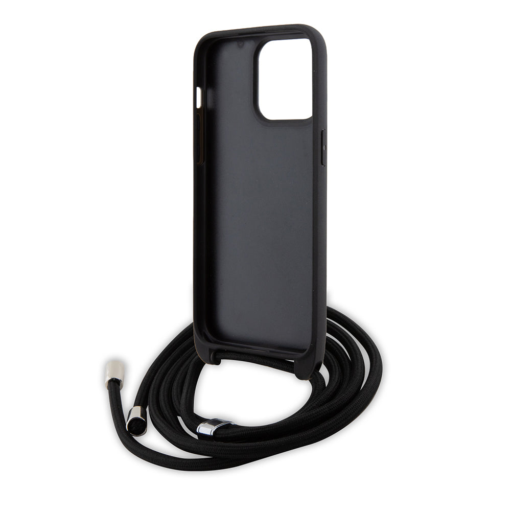 Hoes voor Apple iPhone 15 Pro Max, Karl Lagerfeld, Saffiano Crossbody Monogram Metal Pin Karl, Zwart