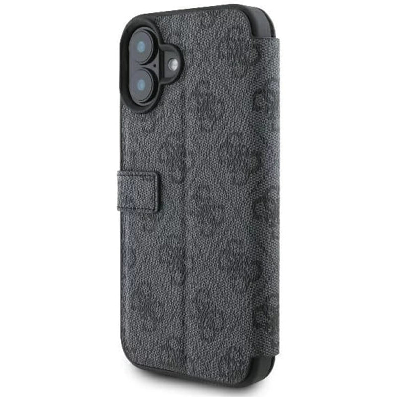 Hoes voor Apple iPhone 16, Guess, 4G Book, Zwart