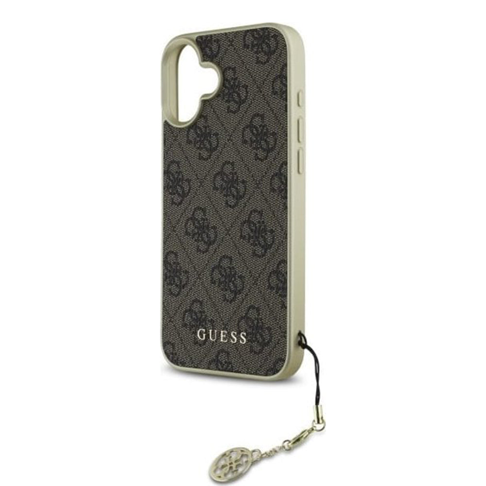 Étui pour Apple iPhone 16, Guess, 4G Charm, Marron