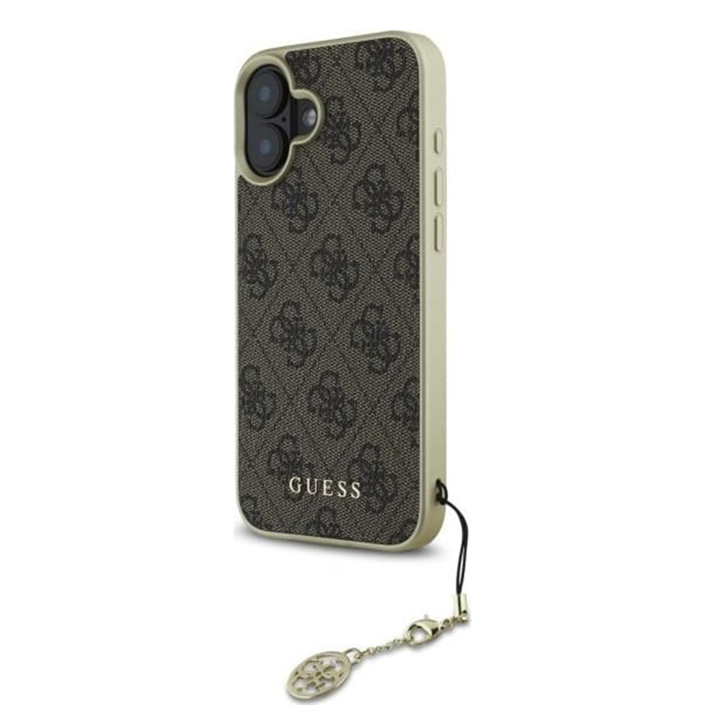 Étui pour Apple iPhone 16, Guess, 4G Charm, Marron