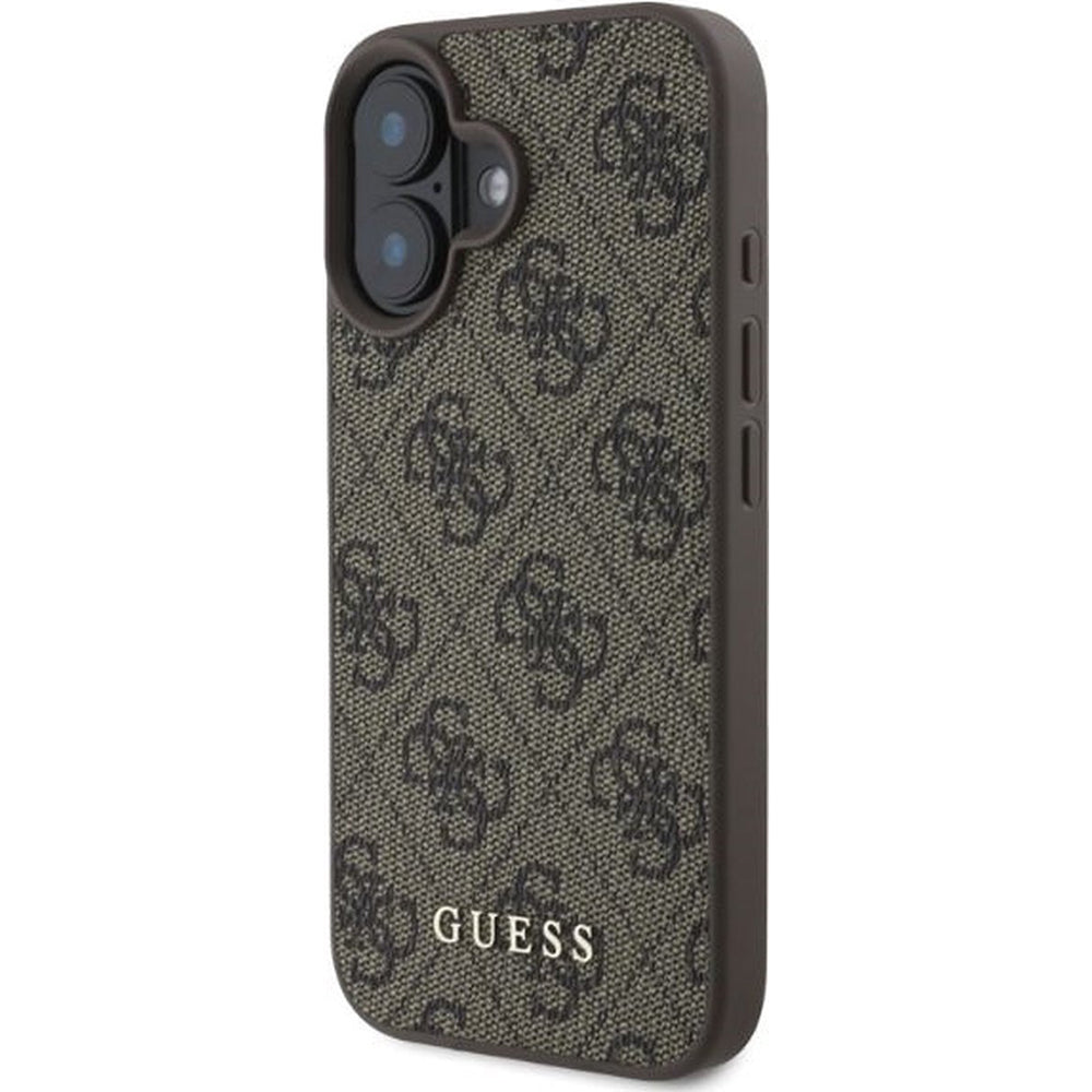 Hülle für Apple iPhone 16, Guess, 4G Classic, Braun