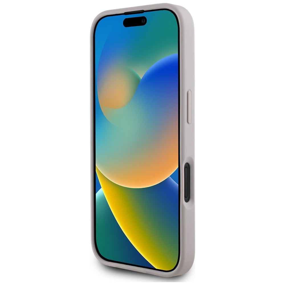 Hoes voor Apple iPhone 16, Guess, 4G Grained Roses Big Logo, Paars