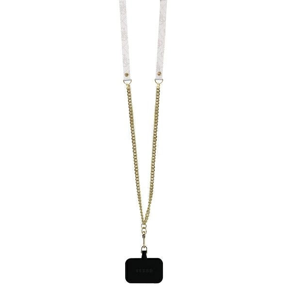 Hoes voor Apple iPhone 16, Guess, Crossbody 4G Triangle Strass, Blauw