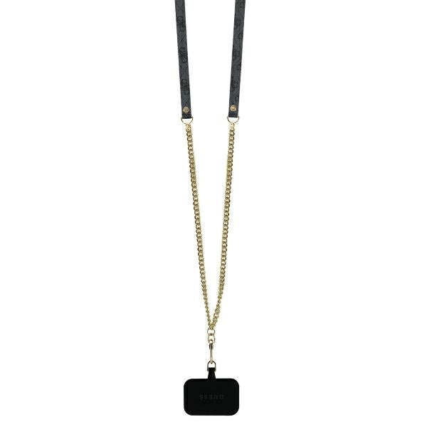 Hoes voor Apple iPhone 16, Guess, Crossbody 4G Triangle Strass, Zwart