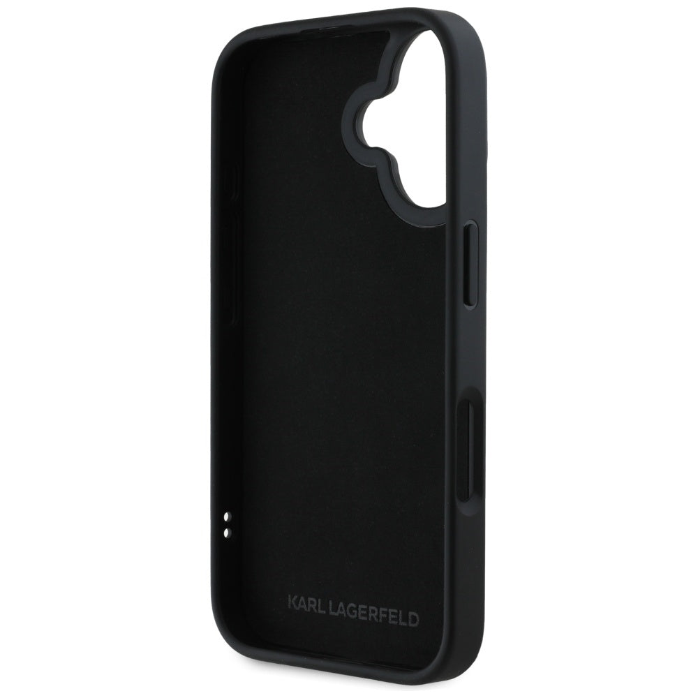 Hoes voor Apple iPhone 16, Karl Lagerfeld, 3D Rubber Karl & Choupette, Zwart
