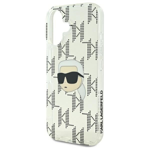 Hülle für Apple iPhone 16, Karl Lagerfeld, IML Luxury Electroplated Karl's Head, Transparent