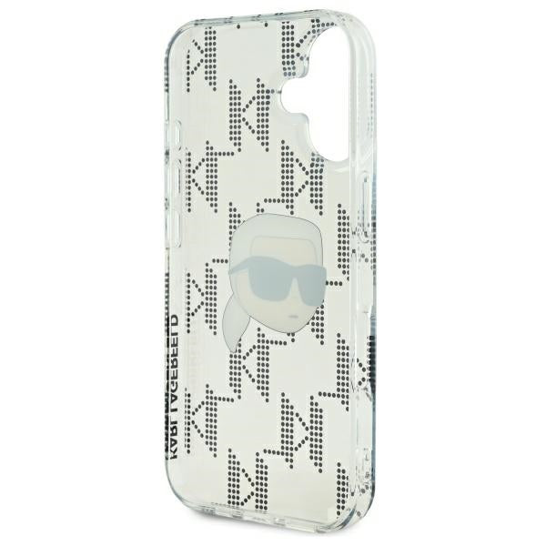 Hülle für Apple iPhone 16, Karl Lagerfeld, IML Luxury Electroplated Karl's Head, Transparent