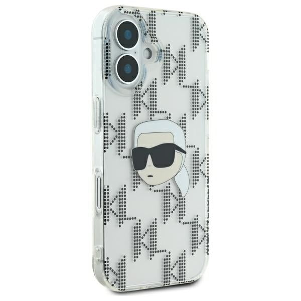 Hülle für Apple iPhone 16, Karl Lagerfeld, IML Luxury Electroplated Karl's Head, Transparent