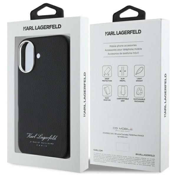 Hülle für Apple iPhone 16, Karl Lagerfeld, RSG, Schwarz