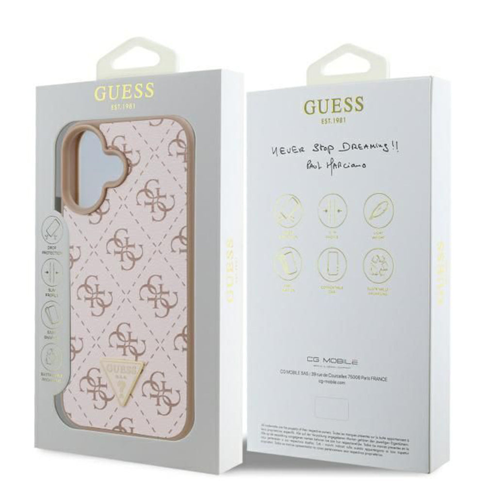 Case for Apple iPhone 16 Plus, Guess, 4G Triangle Logo, White