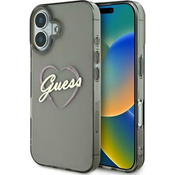 Hoesje voor Apple iPhone 16 Plus, Guess, IML Heart, Zwart