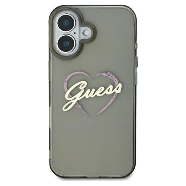 Hoesje voor Apple iPhone 16 Plus, Guess, IML Heart, Zwart