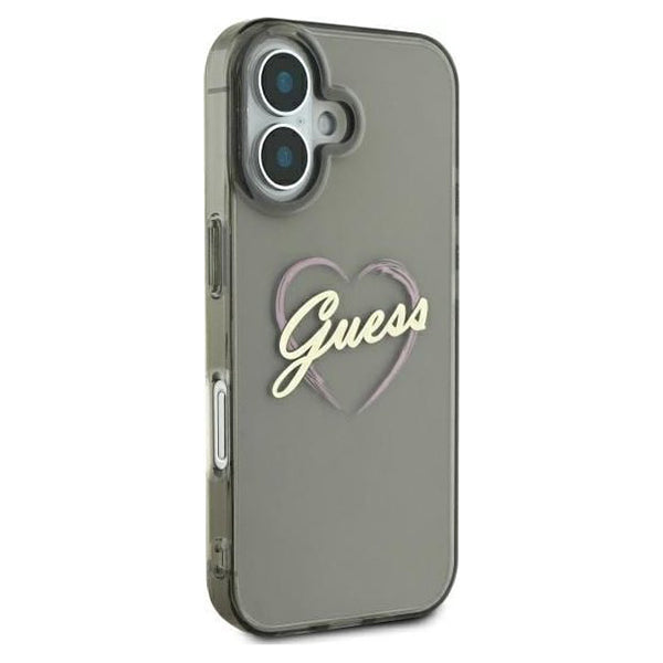 Hoesje voor Apple iPhone 16 Plus, Guess, IML Heart, Zwart