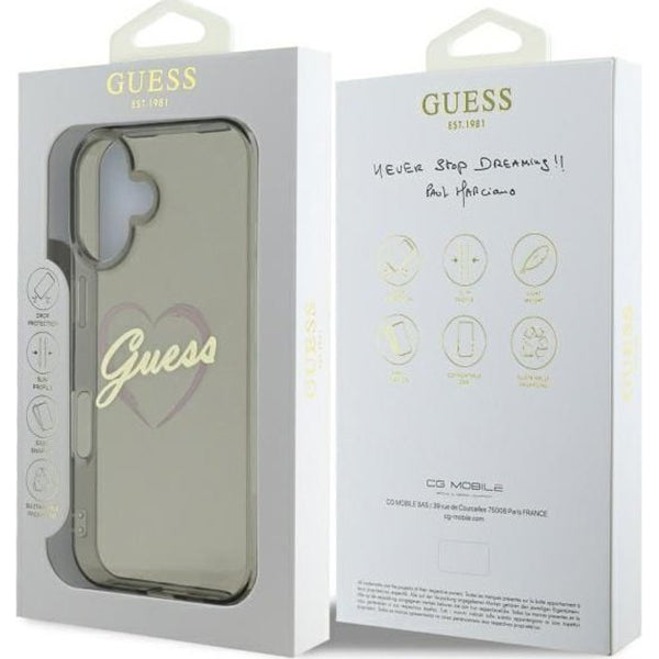 Hoesje voor Apple iPhone 16 Plus, Guess, IML Heart, Zwart