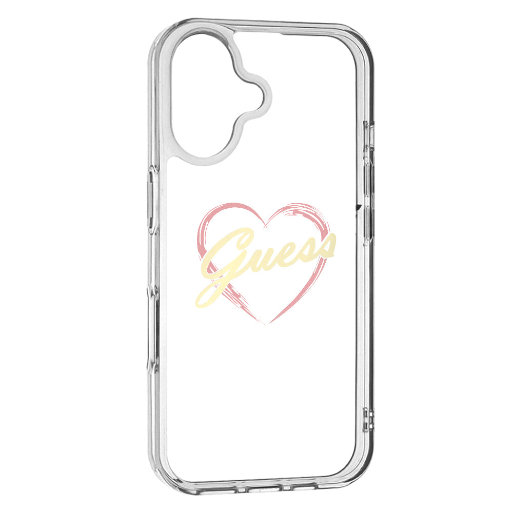 Étui pour Apple iPhone 16 Plus, Guess, IML Heart, Transparent